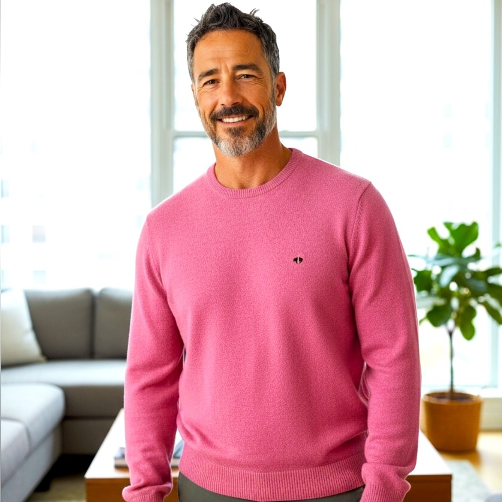 Brooks Brothers Salmon Pink Crewneck Sweater Size XXL Scottish Lambswool